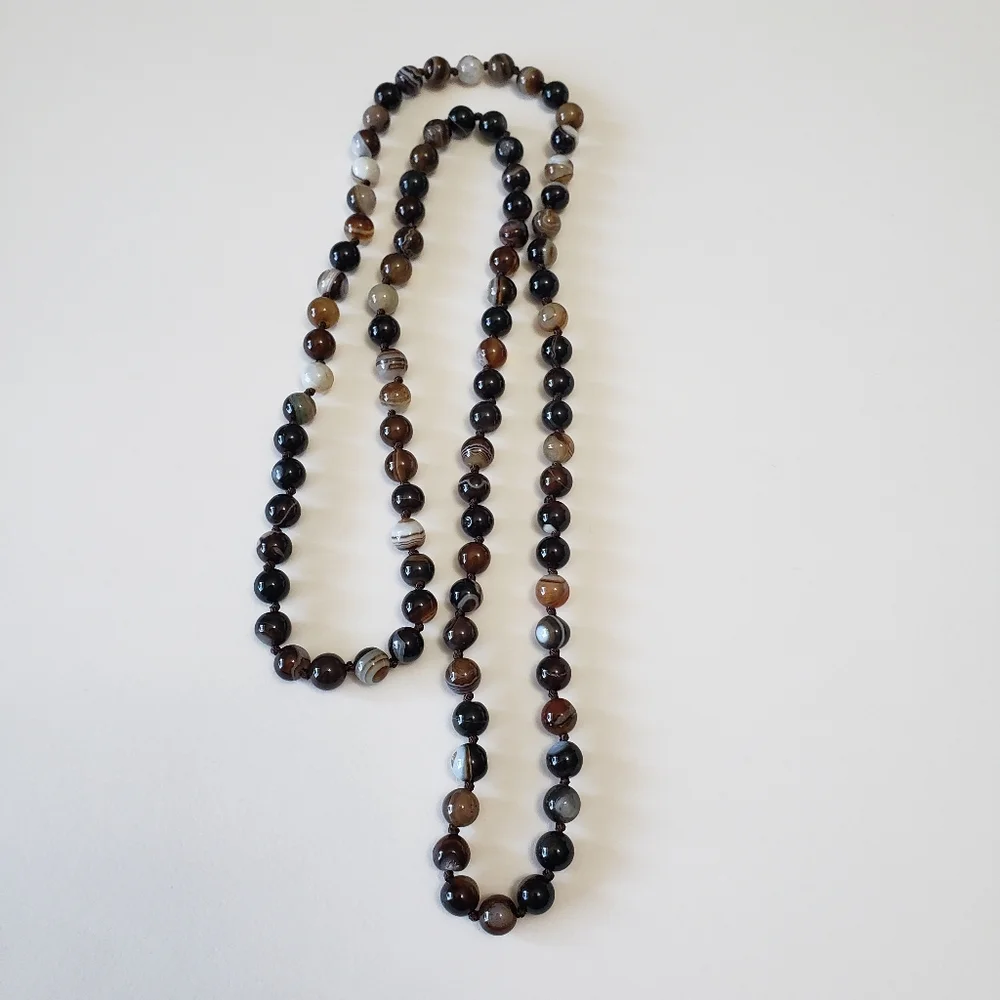 Gray smoky Agates beads Natural Stone Beads Necklace - Picture 3 of 6